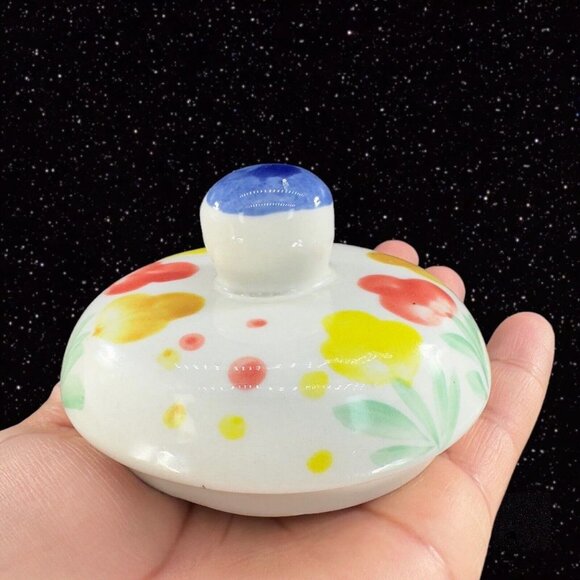 Padware Ceramic Canister Kitchen Storage Box With Painted Flowers W Lid Vintage - Picture 7 of 12